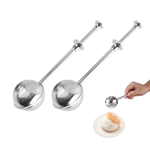Mehl-Staubwedel Puderzuckerstreuer aus Edelstahl, zum Aufnehmen und Staubsaugen, Mehlsieb, Pulversieb mit Federgriff zum Backen, 2 Stück Mehl-Staubwedel Puderzuckerstreuer aus Edelstahl, zum Aufnehmen und Staubsaugen, Mehlsieb, Pulversieb mit Federgriff zum Backen, 2 Stück von Amzlysdok