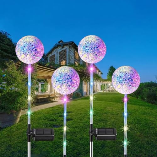 Amzxart Solarleuchten für den Garten，4 Stück Solarlampen für Außen Wasserdicht，LED-Multimodus Solar Gartenleuchten，Geeignet für Terrassen, Rasenflächen, Pools, Balkone von Amzxart