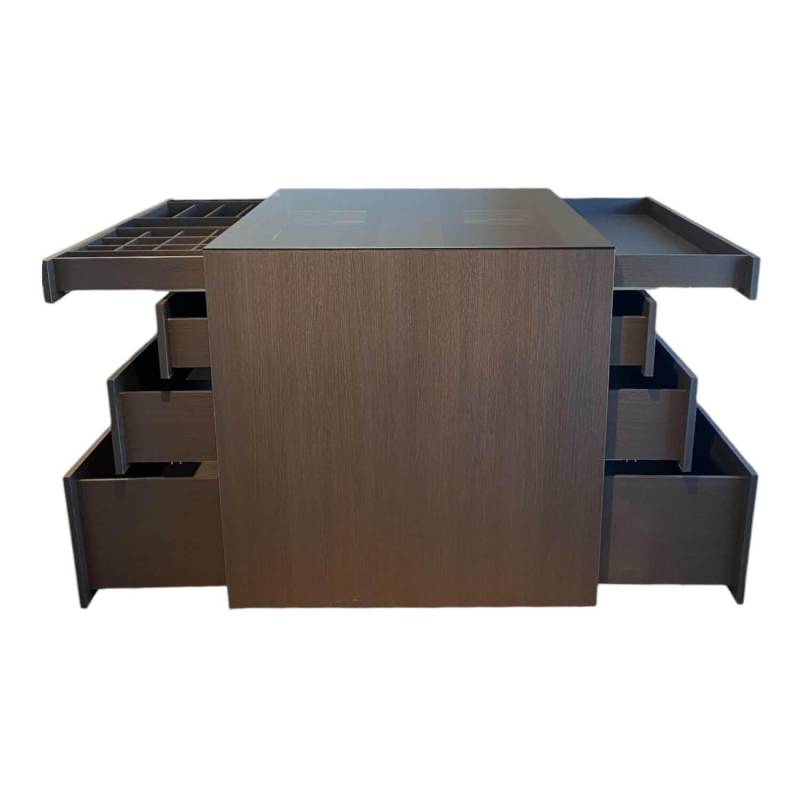 Kommode Centric Nussbaum Dunkel Furniert Parsolglas Grau von An-Collection