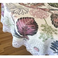 Runde Tischdecke Mit Baumwolle Spitze Tabletop Tischbezug - Rund 150cm /59 Zoll von AnFabric