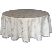 Runde Tischdecke Mit Weihnachtsbaum Ornamenten Aus Spitze - Offwhite/Gold von AnFabric