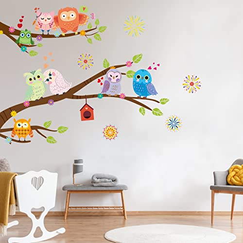 AnFigure Eule Baum Zweig Wandabziehbilder für Kinder Baby Mädchen Jungen Zimmer Eule Wandaufkleber Kinderzimmer Spielzimmer Schlafzimmer Klassenzimmer Vogel Tier Thema Dschungel Pflanze Eule Wanddekor von AnFigure