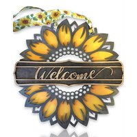 Kunstpackungen Für Erwachsene | Sonnenblumen Malerei Türkranz Türhänger Zum Bemalen Diy Geschenk Sie von AnHSilvertipDesigns