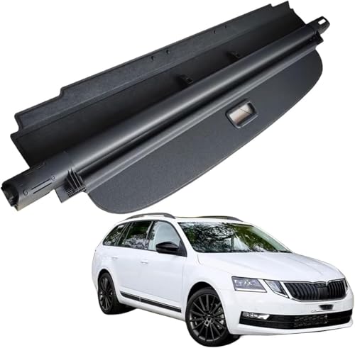 AnJWen Auto Kofferraumabdeckung Ausziehbar Rollo für Skoda Octavia Travel Edition 2016-2019, Ladungsabdeckung Kofferraum Gepäckträger Vorhang Heckschild von AnJWen