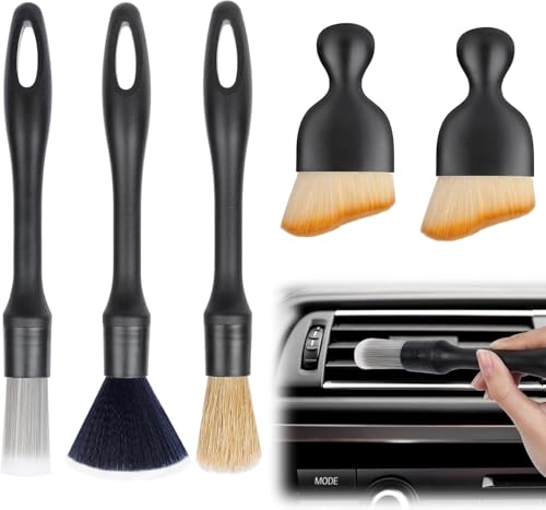 AnJWen Detaillierungsbürsten-Set 5 Verschiedene Größen Premium-Naturhaar-Mischfaser-Kunststoffgriff Auto-Detailbürsten für Smart Forfour 2014-2022 von AnJWen