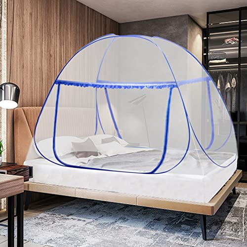 AnJeey Moskitonetz Bett, Pop up Doppeltür Tragbare, Faltdesign mit Unterseite, Einfache Installation, Wirksam gegen Mückenstiche für Outdoor Camping Reisen Schlafzimmer, 180 * 200cm von AnJeey