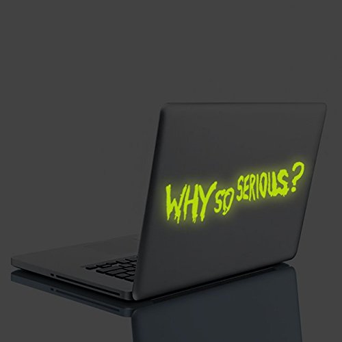 (20x 5cm) Glowing Vinyl Auto Fenster Aufkleber Joker Zitat Why So Serious?/Glow in Dark Scarry Spruch Aufkleber/Leuchtziffern Text Wandbild + Gratis Aufkleber Geschenk von AnOL