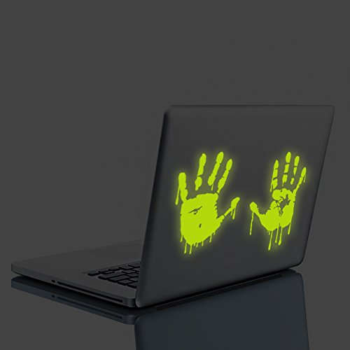 (30x 20cm) Glowing Vinyl Wand Aufkleber BLOODY Hände/Glow in Dark Blood Vampire Hand Aufkleber/Leuchtziffern lustig Walking Dead Auto Wandbild + Gratis Aufkleber Geschenk von AnOL