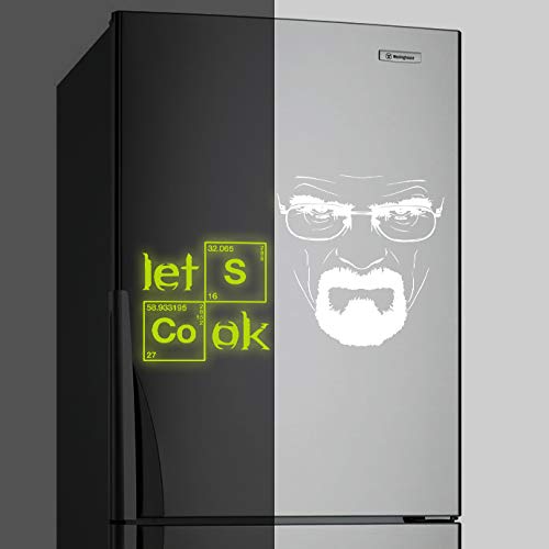 (40x 25cm) Glowing Vinyl Wand Aufkleber Breaking Bad Heisenberg Angebot/Glow in Dark Lets Cook Text Küche Aufkleber/Leuchtziffern Serious Walter weiß von AnOL