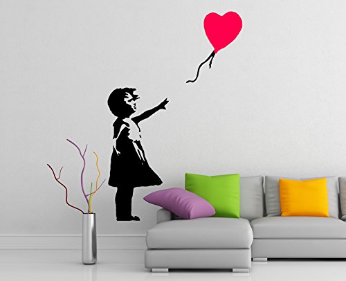 (41 x 60 cm, Vinyl, Motiv 'Banksy-Mädchen mit Ballon, Graffiti Art, Aufkleber, entfernbar, Vinyl, Motiv verschiedene DIY GRATIS Geschenk!!! von AnOL