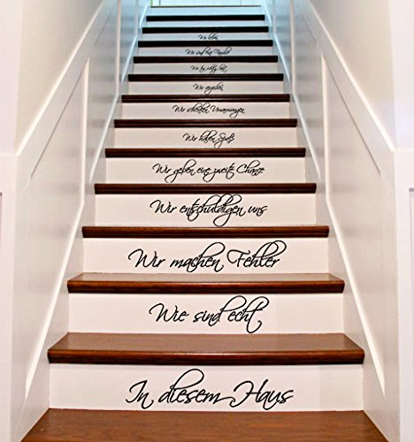 (45 x 80 cm) In Diesen Haus Wir Lieben, Wir sind eine Familie, Schriftzug Zitat, Treppen Aufkleber Oder Wandtattoo, Vinyl, Motiv in Deutsch Sprache von AnOL