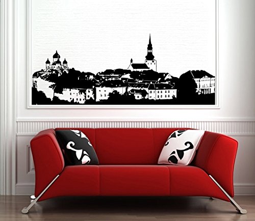 (95 x 240 cm, Vinyl, Beautiful Old Town/Mittelalter Stadtansicht &Vintage Gebäude Decor Wandtattoo/Wandaufkleber, zufällige estnische Tallinn ", inkl. Geschenk von AnOL