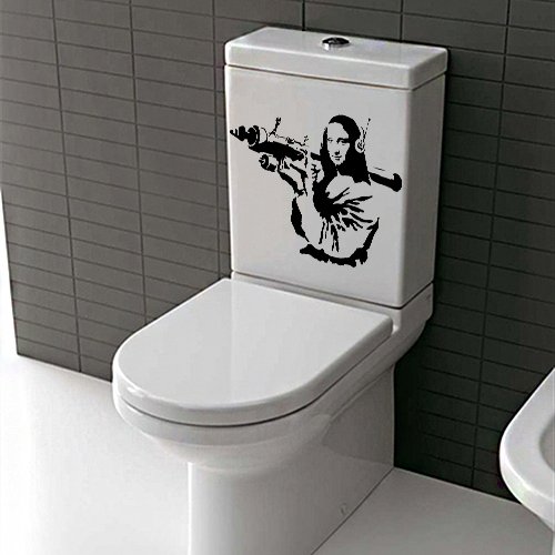 AnOL (30 x 20 cm) Banksy Vinyl Wand Aufkleber Mona Lisa/Mona Liisa Raketenwerfer Wohndeko Aufkleber/Davinci-Farbe Straßenkunst Graffiti-Zeichen + Gratis Aufkleber Geschenk von AnOL