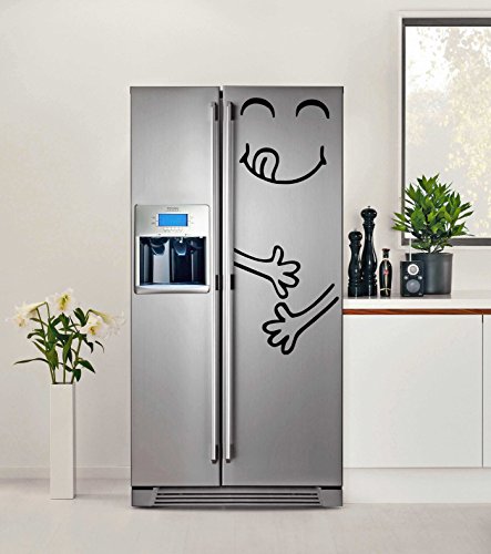 AnOL Vinyl Kühlschrank Aufkleber Fröhliches Yummi Gesicht 21x40cm Silhouetten Art Dekor + Gratis Zufall Sticker von AnOL