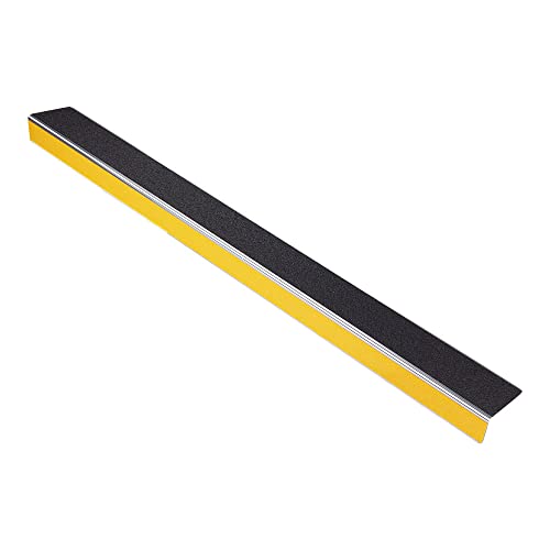 AnTina TAPES® Treppen-Kanten-Profil "Thin Line" 50 mm, Kanten-Schutz-Profil mit Antirutsch-Beschichtung für Treppen & Stufen, Alu-Dibond (5 x 80cm, schwarz + gelb) von AnTina TAPES