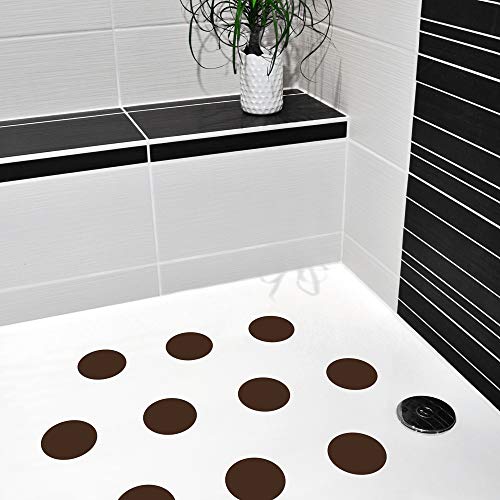 AnTina TAPES® braune Anti-Rutsch-Aufkleber als Pads für Dusche & Badewanne, Sticker Zertifiziert rutschhemmend & selbstklebend, als Badematte Duschmatte (10 Stück, 9 cm (ø), Braun) von AnTina TAPES