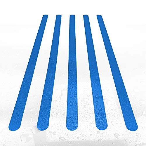 AnTina TAPES Anti-Rutsch-Streifen/Aufkleber, Streifen 3x64cm, farbig, für Dusche/Badewanne, Rutschklasse C DIN 51097, ultradünn, selbstklebend, 8 Stück (blau) von AnTina TAPES