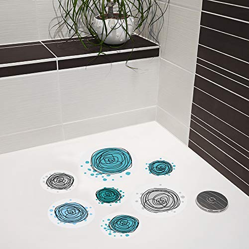 AnTina TAPES Anti Rutsch Aufkleber mit Motiven im Set für Dusche und Badewanne, rutschsicher, Wieder entfernbar (Kreisel, blau) von AnTina TAPES