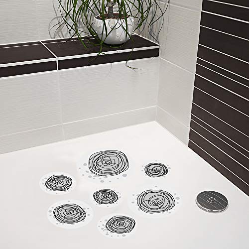 AnTina TAPES Anti Rutsch Aufkleber mit Motiven im Set für Dusche und Badewanne, rutschsicher, Wieder entfernbar (Kreisel, grau) von AnTina TAPES