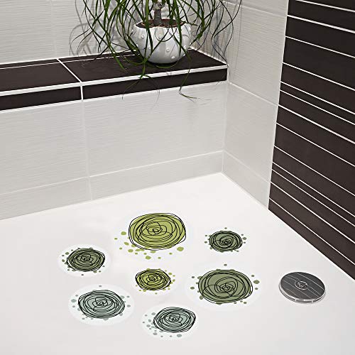 AnTina TAPES® hochwertige Anti-Rutsch-Aufkleber mit Motiv für Dusche & Badewanne, Sticker rutschhemmend & selbstklebend, als Badematte Duschmatte inkl. Reinigungsmittel (Kreisel, grün) von AnTina TAPES