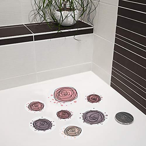 AnTina TAPES Anti Rutsch Aufkleber mit Motiven im Set für Dusche und Badewanne, rutschsicher, Wieder entfernbar (Kreisel, rosa) von AnTina TAPES