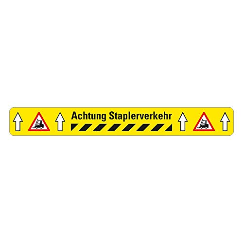 AnTina TAPES Antirutsch Warnmarkierung Sicherheitsmarkierung, gelb, selbstklebend, rutschsichere Bodenmarkierung R10 (Achtung Staplerverkehr 75 mm x 600 mm) von AnTina TAPES