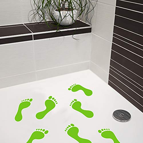 Anti-Rutsch Sticker als Fußabdruck für Duschen & Badewannen, 8 Stück, farbig, Rutschklasse C DIN 51097, selbstklebend (grün) von AnTina TAPES