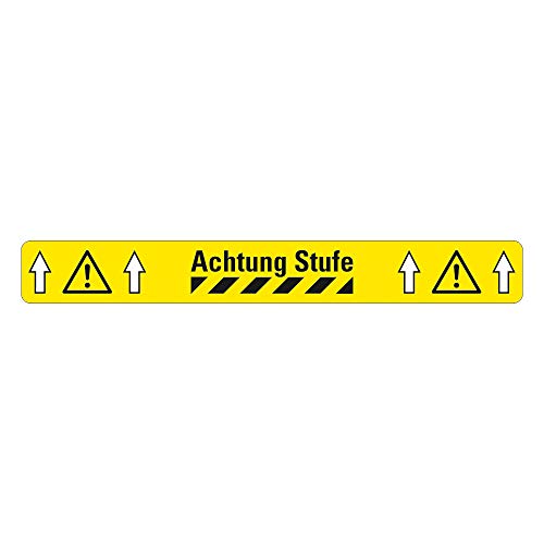 Antirutsch Warnmarkierung Sicherheitsmarkierung, gelb, selbstklebend, rutschsichere Bodenmarkierung R10 (Achtung Stufe 75 mm x 600 mm) von AnTina TAPES