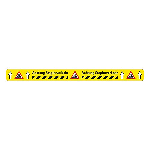 AnTina TAPES Antirutsch Warnmarkierung Sicherheitsmarkierung, gelb, selbstklebend, rutschsichere Bodenmarkierung R10 (Achtung Staplerverkehr 50 mm x 600 mm) von AnTina TAPES