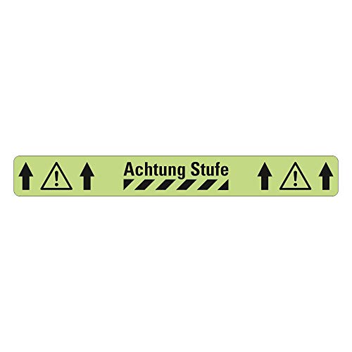 AnTina TAPES Antirutsch Warnmarkierung Sicherheitsmarkierung, lang nachleuchtend, selbstklebend, rutschsichere Bodenmarkierung R10 (Achtung Stufe 75mm x 600mm) von AnTina TAPES