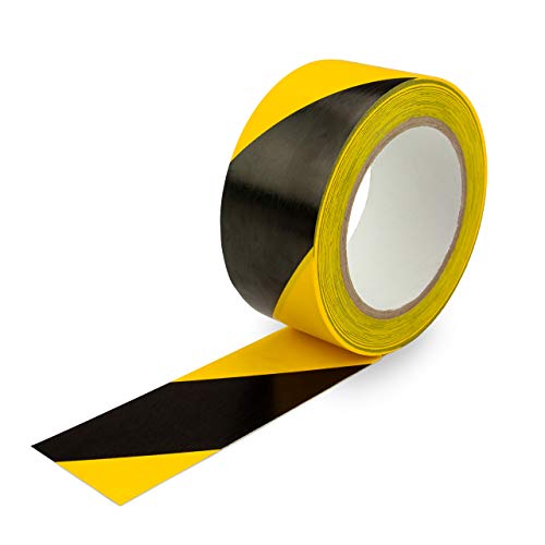 Markierungsklebeband, Warnmarkierung, Bodenmarkierung zur Kennzeichnung/selbstklebend und Wieder entfernbar/Gelb, Gelb-Schwarz, Rot-Weiß / 50mm x 33m / PVC-Band (1x gelb/schwarz) von AnTina TAPES