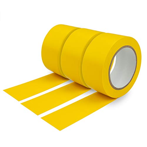 AnTina TAPES Markierungsklebeband, Warnmarkierung, Bodenmarkierung zur Kennzeichnung/selbstklebend und wieder entfernbar/Gelb, Gelb-Schwarz, Rot-Weiß / 50mm x 33m / PVC-Band (3x gelb) von AnTina TAPES