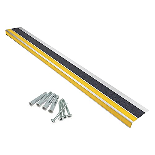 Treppenkantenprofil "General Line" 120 mm, Antirutschbeschichtung R13, inkl. Schrauben (12 cm x 80 cm, schwarz + gelb) von AnTina TAPES