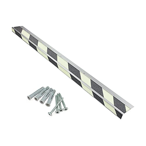 AnTina TAPES® Treppen-Kanten-Profil "General Line" 90 mm, Kanten-Schutz-Profil mit Antirutsch-Beschichtung R13 für Treppen & Stufen (9x60cm, nachleuchtend/schwarz) von AnTina TAPES