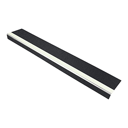 AnTina TAPES® Treppen-Kanten-Profil "Thin Line" 100 mm, Kanten-Schutz-Profil mit Antirutsch-Beschichtung R13 für Treppen & Stufen (10x100cm, schwarz + nachleuchtend + schwarz) von AnTina TAPES