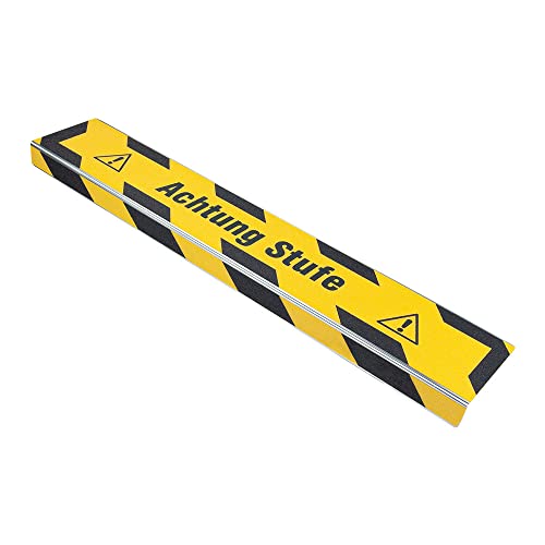 Treppenkantenprofil "Thin Line" 100 mm, Antirutschbeschichtung R13 (10 cm x 60 cm, gelb "Achtung Stufe") von AnTina TAPES