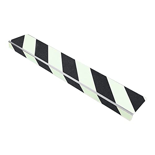 AnTina TAPES® Treppen-Kanten-Profil "Thin Line" 100 mm, Kanten-Schutz-Profil mit Antirutsch-Beschichtung R13 für Treppen & Stufen (10x60cm, nachleuchtend/schwarz) von AnTina TAPES