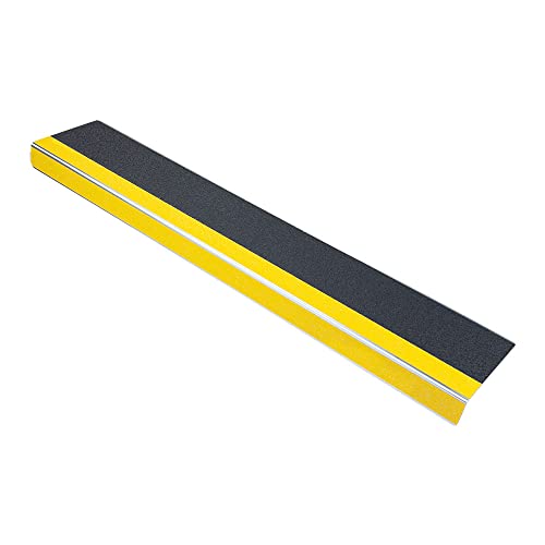 AnTina TAPES® Treppen-Kanten-Profil "Thin Line" 100 mm, Kanten-Schutz-Profil mit Antirutsch-Beschichtung R13 für Treppen & Stufen (10x60cm, schwarz + gelb) von AnTina TAPES