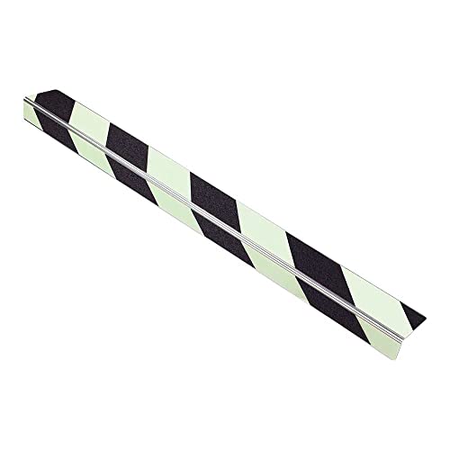 AnTina TAPES® Treppen-Kanten-Profil "Thin Line" 50 mm, Kanten-Schutz-Profil mit Antirutsch-Beschichtung für Treppen & Stufen, Alu-Dibond (5 x 60cm, nachleuchtend/schwarz) von AnTina TAPES