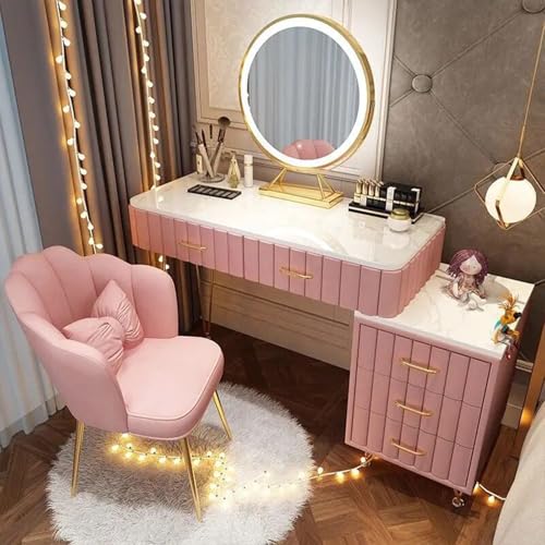 AnYaBinni Schminktisch mit LED Spiegel, 3 Farbmodi und Einstellbare Helligkeit, Schminktisch Modern mit 5 Schubladen und Stuhl für Schlafzimmer, 80/100 * 40 * 76 cm AnYaBinni Schminktisch mit LED Spiegel, 3 Farbmodi und Einstellbare Helligkeit, Schminktisch Modern mit 5 Schubladen und Stuhl für Schlafzimmer, 80/100 * 40 * 76 cm von AnYaBinni