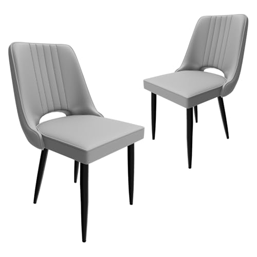 AnYu Furniture Esszimmerstühle 2er Set, Stühle Esszimmer Kunstleder mit Hoher Rückenlehne, Küchenstühle Modern mit Metallfüßen, Gepolsterter Esstisch Stühle Geeignet für Wohnzimmer Küche (2, Grau) von AnYu Furniture