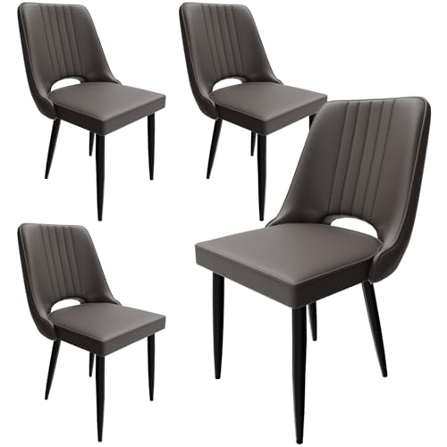 AnYu Furniture Esszimmerstühle 4er Set, Stühle Esszimmer Kunstleder mit Hoher Rückenlehne, Küchenstühle Modern mit Metallfüßen, Gepolsterter Esstisch Stühle Geeignet für Wohnzimmer Küche (Braun) von AnYu Furniture