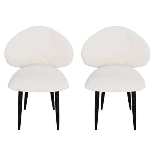 AnYu Furniture Gepolsterte Esszimmerstühle 2er Set, Moderne Stühle Esszimmer Bequeme Verbreiterte Rückenlehne Küchenstühle mit Metallfüßen (Beige) von AnYu Furniture