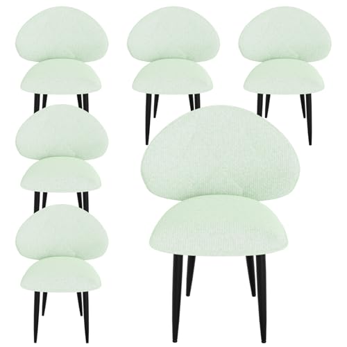 AnYu Furniture Gepolsterte Esszimmerstühle 6er Set, Moderne Stühle Esszimmer Bequeme Verbreiterte Rückenlehne Küchenstühle mit Metallfüßen (Hellgrün) von AnYu Furniture