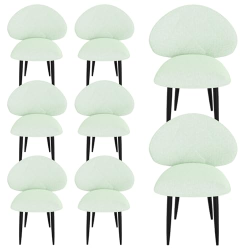 AnYu Furniture Gepolsterte Esszimmerstühle 8er Set, Moderne Stühle Esszimmer Bequeme Verbreiterte Rückenlehne Küchenstühle mit Metallfüßen (Hellgrün) von AnYu Furniture