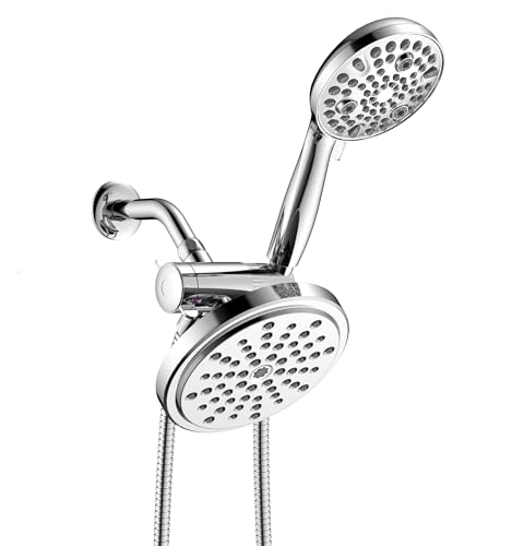 Ana Bath 17,8 cm Regendusche mit Handbrause mit 1,5 m Brauseschlauch – 10 Sprüheinstellungen, Messinganschlüsse, Pause + Clean Jet (Chrom) von Ana Bath