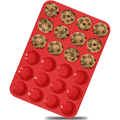 Anaeat Silikon-Muffinform – Mini-Cupcake-Tablett für 24 Tassen, antihaftbeschichtete Silikon-Backformen für Muffin-Kuchen, Cupcakes, Schokolade, Brot, Torten und Desserts, einfach herausspringen von Anaeat
