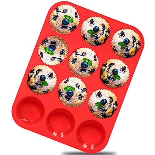 Anaeat Silikon-Muffinform – normales Cupcake-Tablett für 12 Tassen, antihaftbeschichtete Backformen für Muffin-Kuchen, Cupcakes, Schokolade, Brot, Torten und Desserts, einfach herausspringen von Anaeat