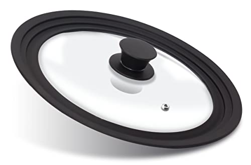 Anaeat Silikon-Universaldeckel für Töpfe, Pfannen und Pfannen – gehärtetes Glas mit hitzebeständigem Silikonrand passend für Kochgeschirr mit 28 cm, 30 cm und 32 cm Durchmesser – Ersatzdeckel von Anaeat