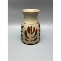 Takahashi Japan Gesprenkelt Steinzeug Keramik 5" Glatte Vase W/Rot Und Blau Design von Anaforia